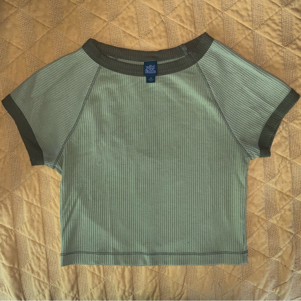 Wild Fable Green Raglan Crop T-Shirt